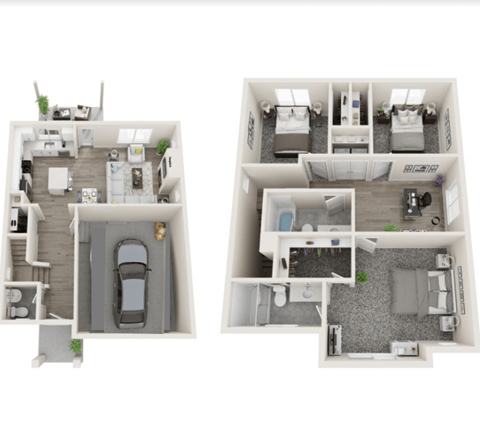 Floor plan for 3 beds, 2.5 baths, 1826 sqft